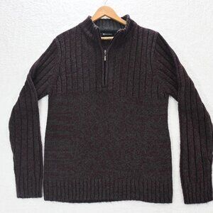 Bachrach‎ Sweater Men’s Large Burgundy  Quarter Zip Mock Neck  Acrylic 100%